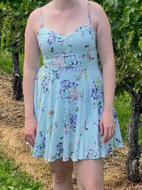 Talula Mint Green Floral V-Neck Mini Dress